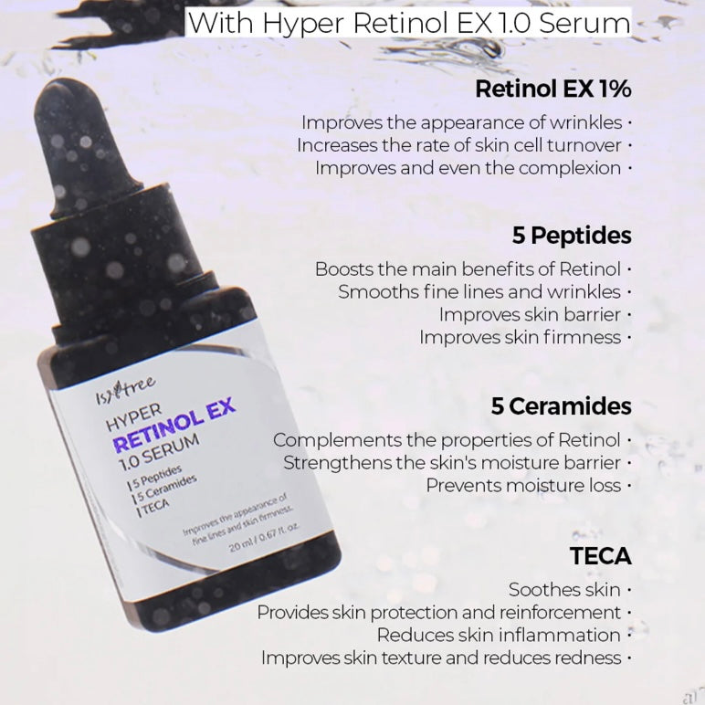 ISNTREE Hyper Retinol EX 1.0 Serum 20ml | 5 Peptides | 5 Cermaides