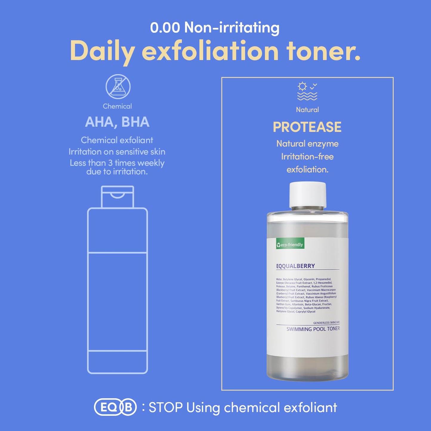 EQQUALBERRY Swimming Pool Toner - Gentle Exfoliating Toner with Natural Enzyme